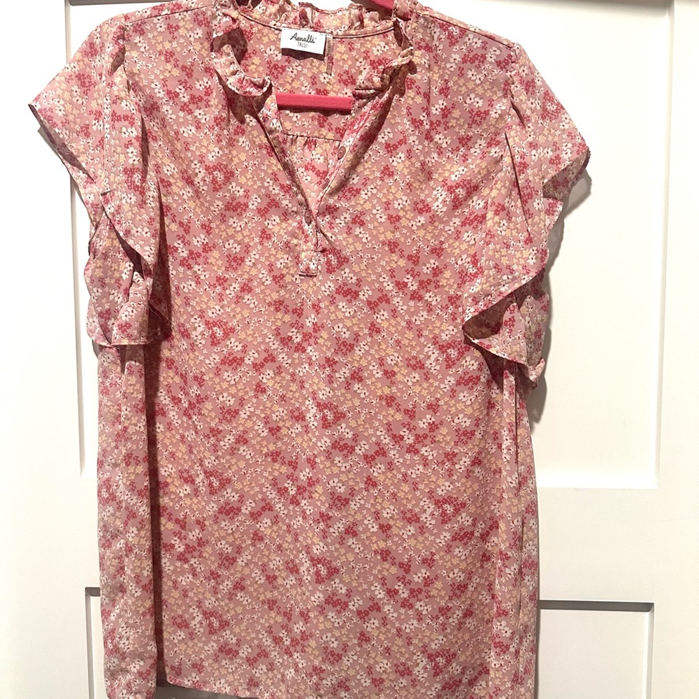 Amalli Talli TALL Large Rose Ruffle Sleeve Floral Top